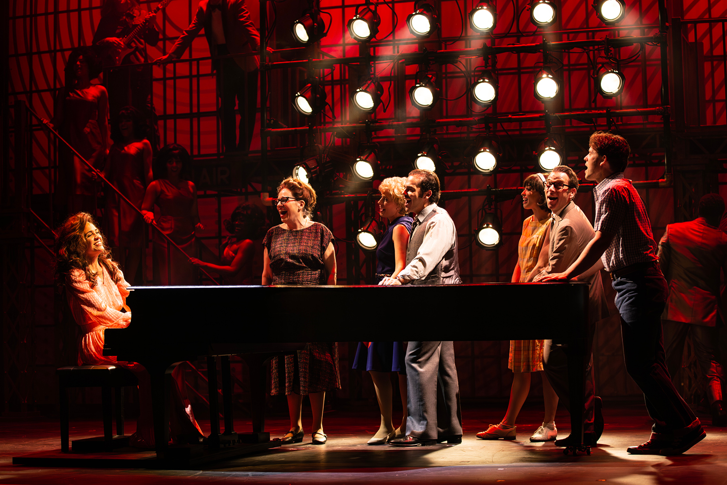 Company in Beautiful: The Carole King Musical, Drayton Entertainment, 2023 Season. Directed by John Stefaniuk; Choreographed by Hollywood Jade; Music Direction by Nico Rhodes; Set Design by Douglas Paraschuk; Costume Design by Julia Holbert; Lighting Design by Michael Walton; Stage Manager Paul Pembleton; Assistant Stage Managers Rebecca Miller and Frances Johnson.